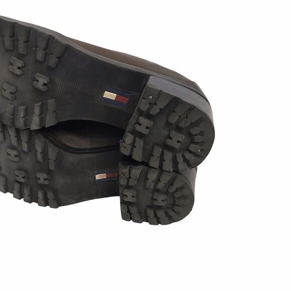 VTG 90s Y2K Tommy Hilfiger Brown Leather Chunky‎ Heel Womens Platform Shoe 8 - Picture 11 of 14